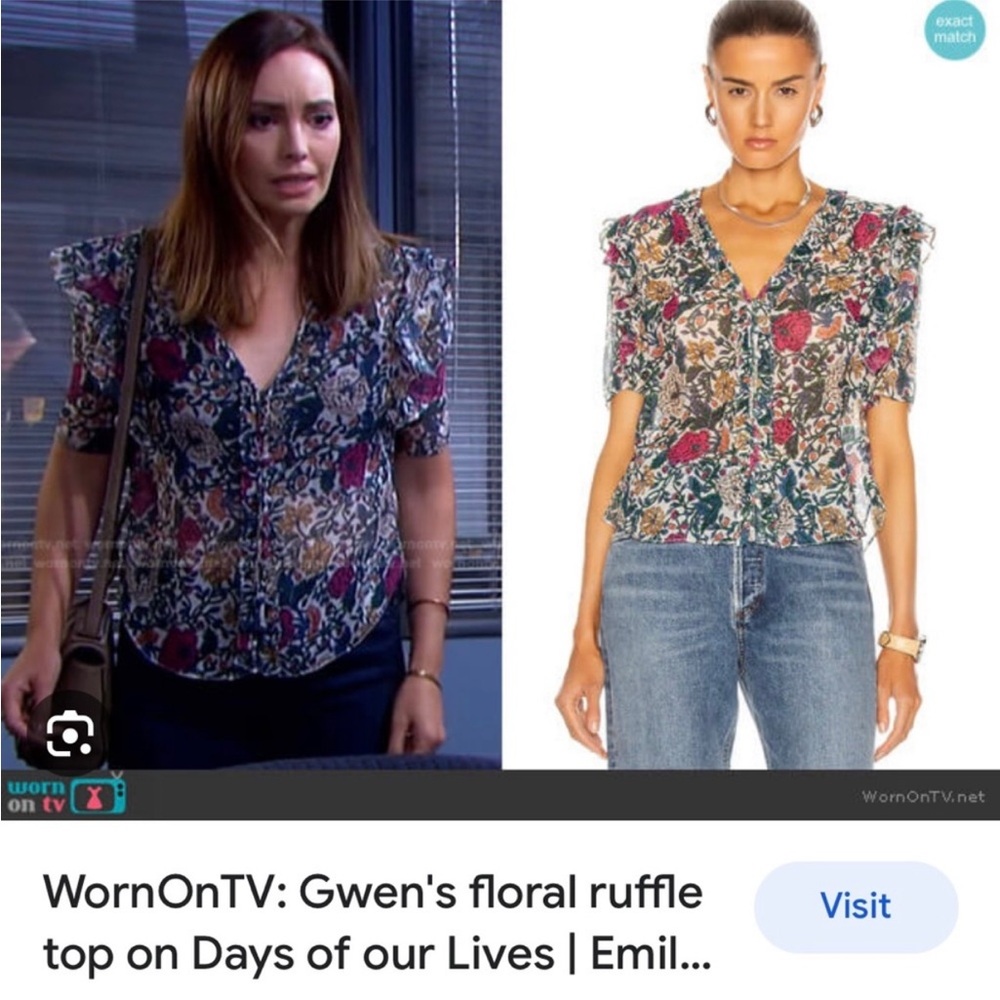 Veronica Beard Gwendoline Floral Silk Top Blouse Shirt Ruffles Button-6 - Picture 13 of 13